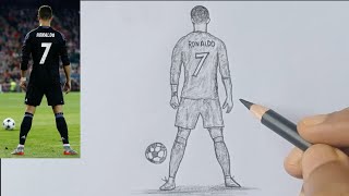 How To Draw Ronaldo Free Kick Pose From Back Side Realistic Pencil Art