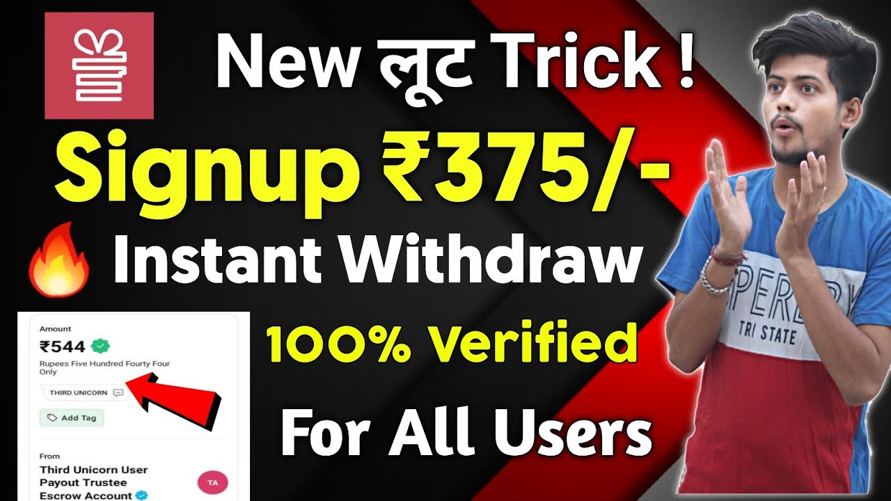 New earning app Trick Signup 375₹/- instant withdraw No investment || Best Paytm Cash Earning App