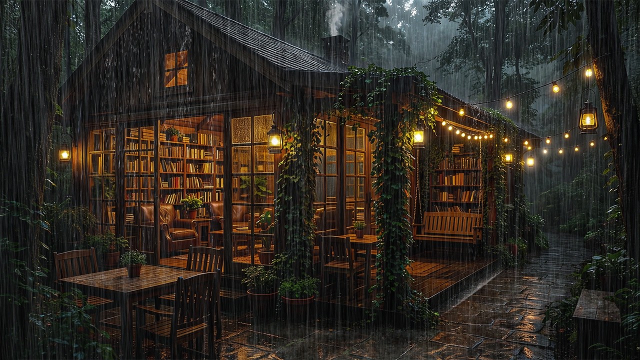 Cozy Cabin in a Rainstorm | Golden Lights & Deep Sleep Sounds