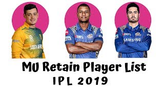ipl2019 Mu Retain Player List  Mumbai Indians Retain Player List Ipl 2019