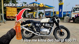 1 litre Mileage test royal enfield Continental GT 650 shocking😲result#continentalgt650#royalenfield