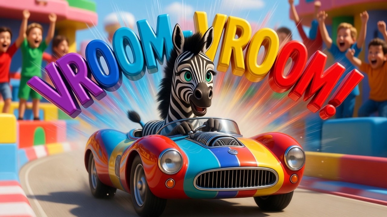 Zara la Cebra 🦓🏎️ | Yendo Rápido en un Coche Veloz | Canciones Infantiles y Rimas para Niños