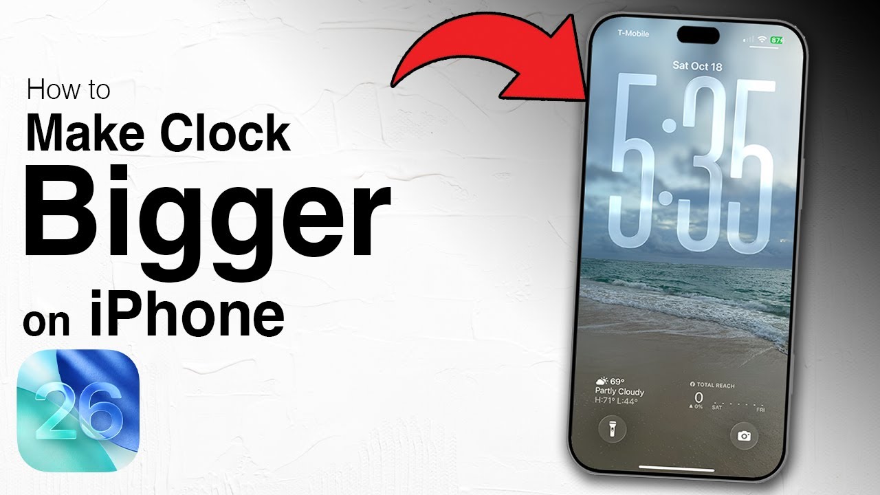 How to Make Clock Bigger on iPhone Lock Screen - iOS 26 - YouTube