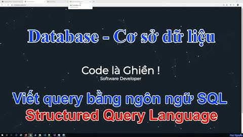 084 - Database - Cơ sở dữ liệu - SQL - viết Query căn bản