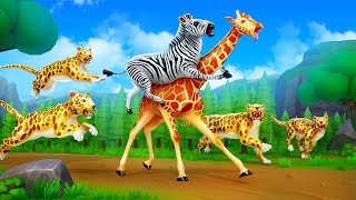 Crazy Giraffe vs Wild Cheetah | Animal Fights Cartoon Comedy | Comical Encounter 3D Animation