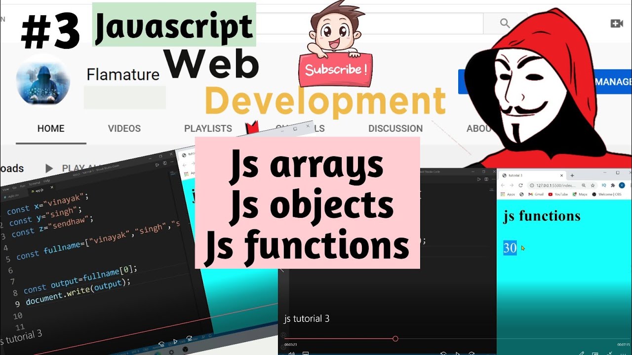 Javascript functions | Javascript objects | Javascript array