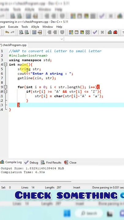 Convert string into lower case using C++ | #shorts #short #string - YouTube