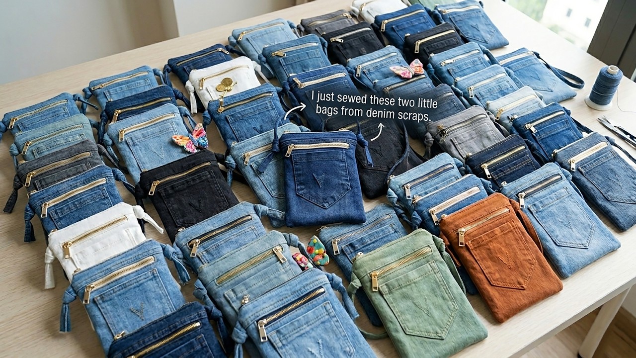 Use Scrap and Jeans to Create a Useful Item to Store Your Phone, wallet, Coins, Cards,...