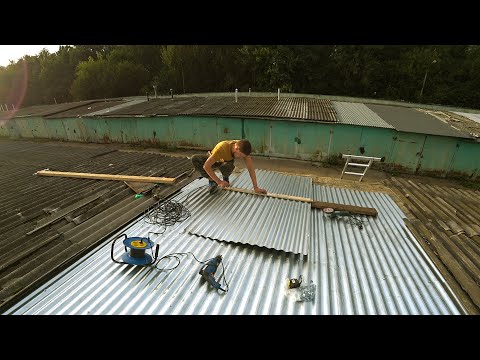 Ремонт крыши гаража профнастилом своими руками видео