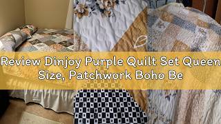 Information Review Dinjoy Purple Quilt Set Queen Size, Patchwork Boho Bedding Set,3 Pieces | Lightweight Soft Be Guide