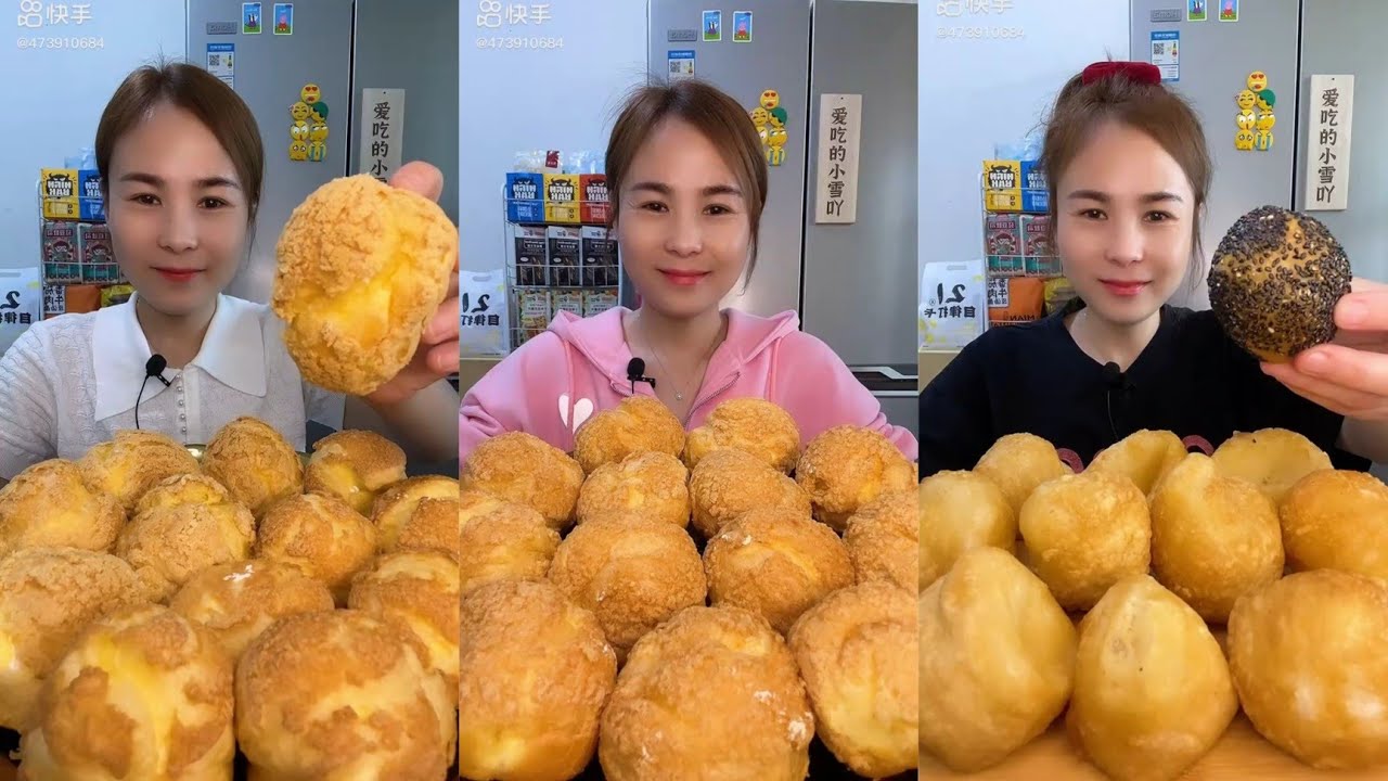 ASMR DESSERT - Cream Puffs ASMR, ครีมพัฟมุกบาง, ക്രീം പഫ് മുക്ബാംഗ്, 크림 퍼프 먹방, Mukbang dessert tv
