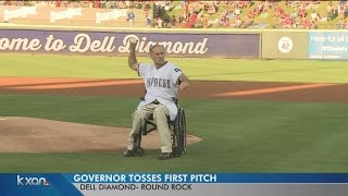 Governor Abbott throws out first pitch at Dell Diamond