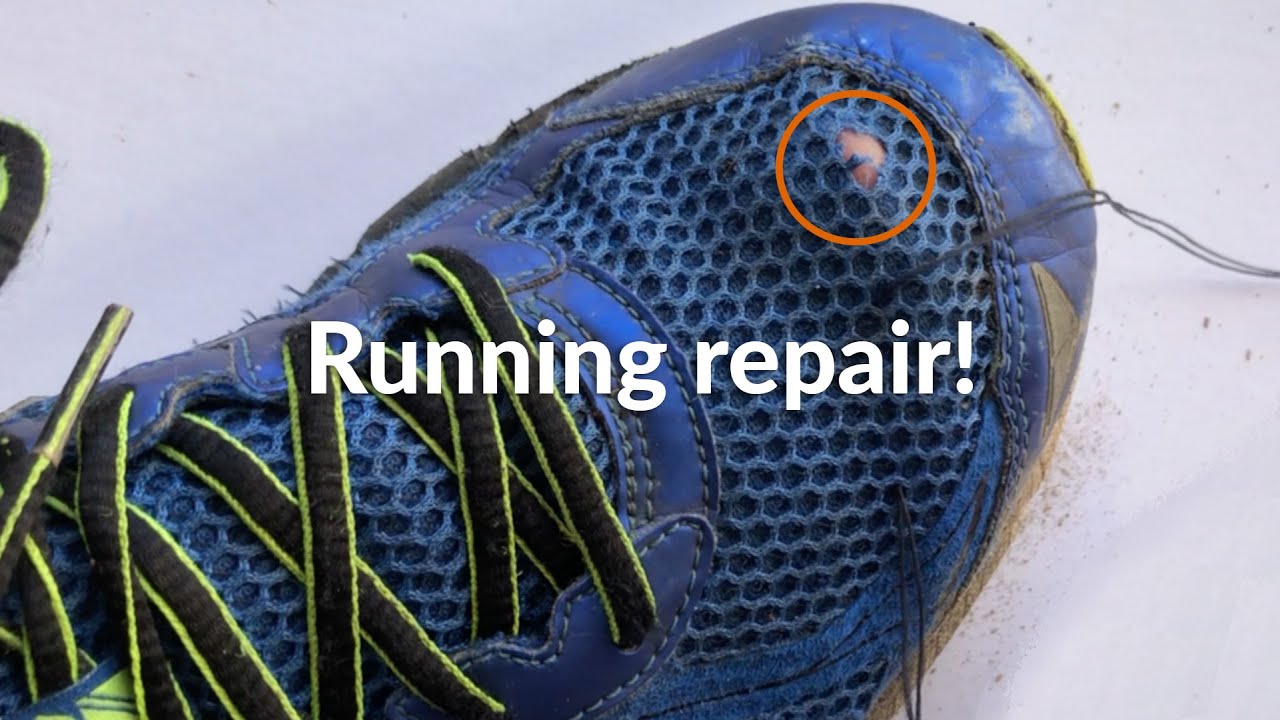 Any ideas to fix a hole in a “knitted” running shoe? : r/Visiblemending
