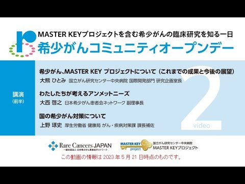 希少がんコミュニティオープンデー2023「2. 講演前半」【国立が