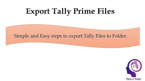 Export files to Folder| Tally Prime