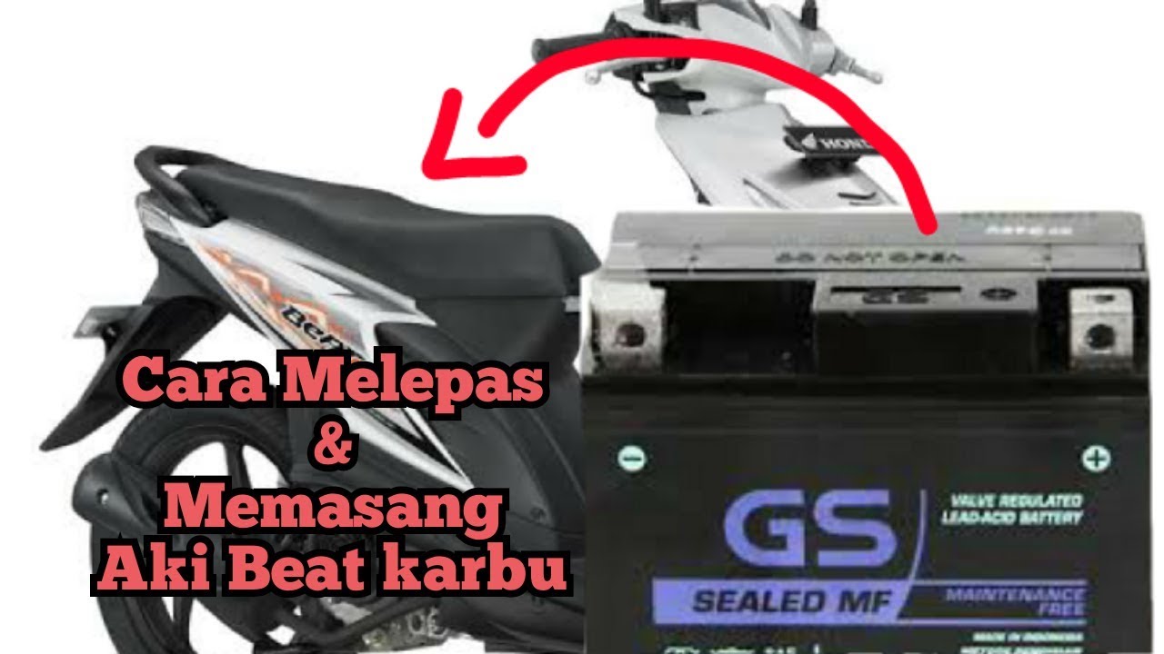 Cara melepas & Memasang aki beat karbu - YouTube