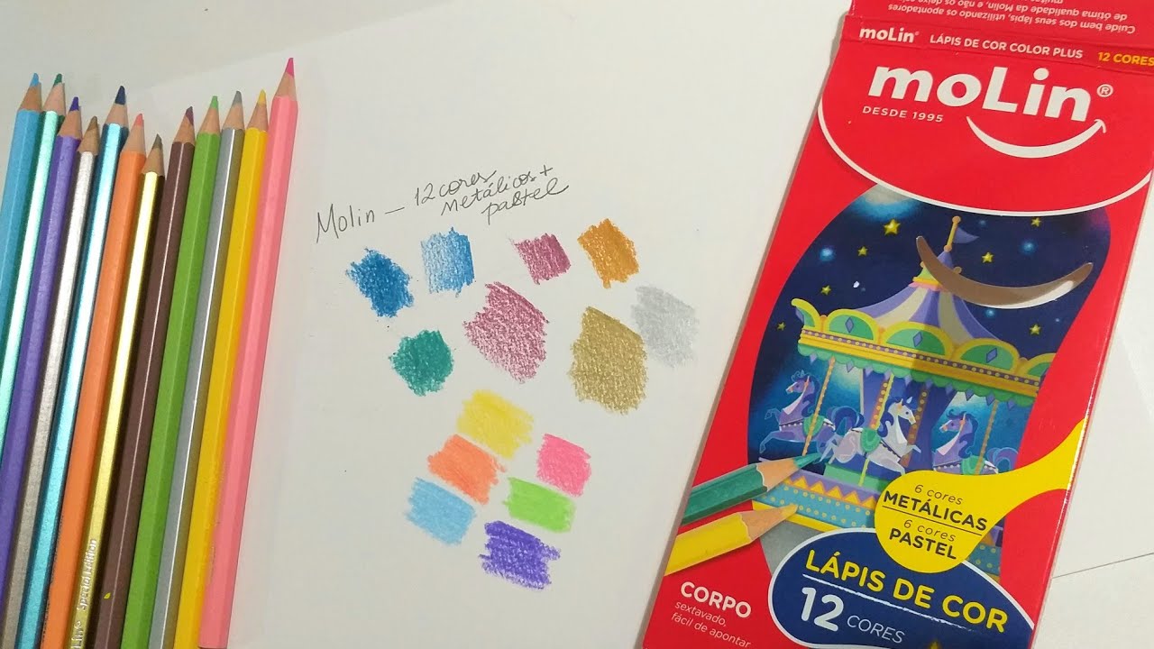 LÁPIS DE COR METÁLICO E PASTEL DA MARCA MOLIN
