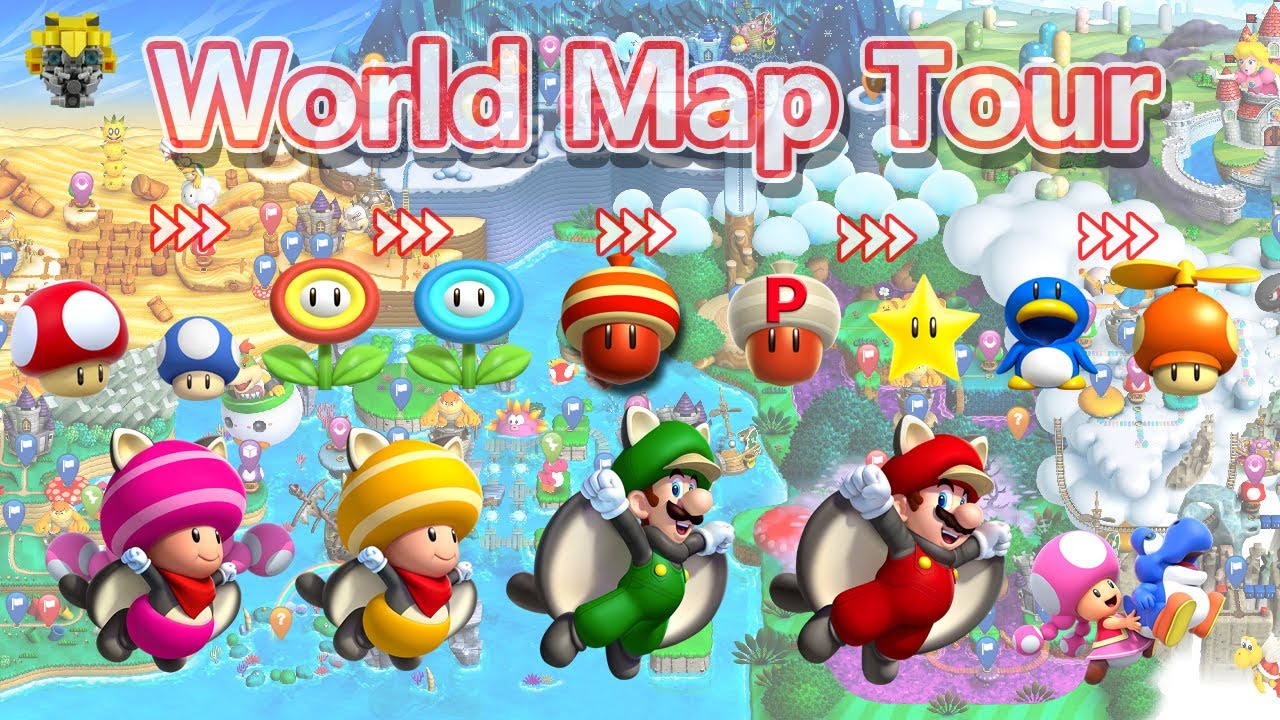 🤪Four people walk together World Map Tour New Super Mario Bros ™ U Deluxe 隱藏路線四人走一遍