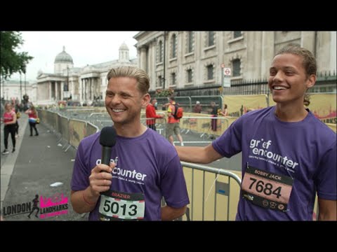 Jeff Brazier and son interview at the London Landmarks Half Marathon