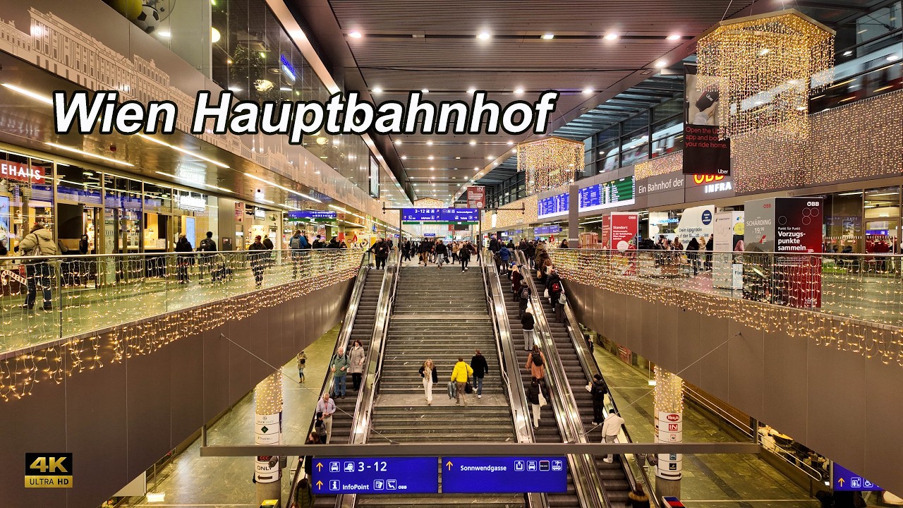 Magical Christmas Walk at Wien Hauptbahnhof 🎄|  Vienna Main Train Station Tour (Dec 2025, 4K)