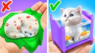 I Saved Stray Kitten And Build New secret House *Super Gadgets And Hacks For Pets*