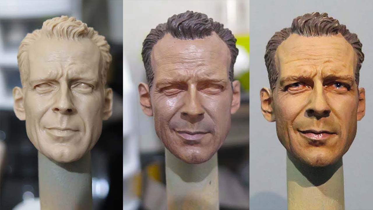 Testa Scolpita Per Action Figure 1:6 | Bruce Willis Non Dipinta | Modello Per Collezionisti E Personalizzazione