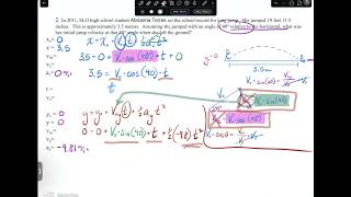 Projectile Motion Worksheet #2   full video key
