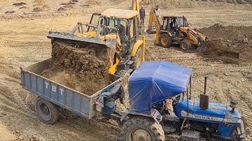 Jcb leveling land and loading soil into the tractors @roadtrendmachinework