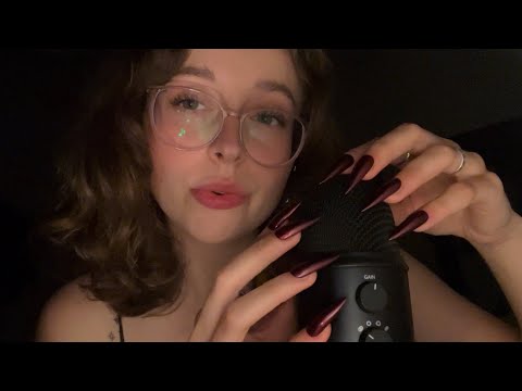 ASMR up close whispers with bare mic scratching (trigger words, mic tapping, mic blowing)