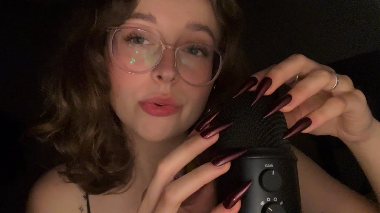 ASMR up close whispers with bare mic scratching (trigger words, mic tapping, mic blowing)