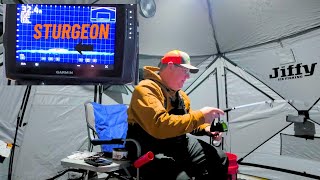 Thats Sturgeon Ice fishing on the St Croix for ya!