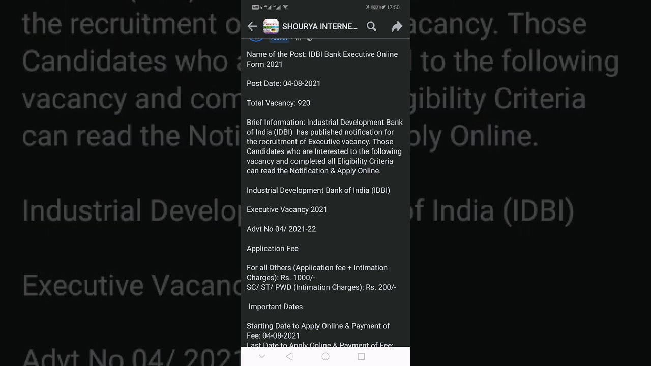 Name of the Post: IDBI Bank Executive Online Form 2021
