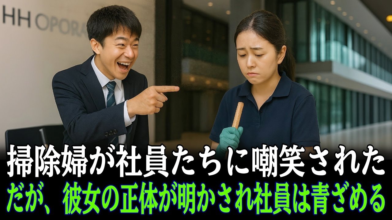 大企業のビルで掃除婦が社員に嘲笑された。しかし、彼女の正体が明かされると、社員は青ざめる