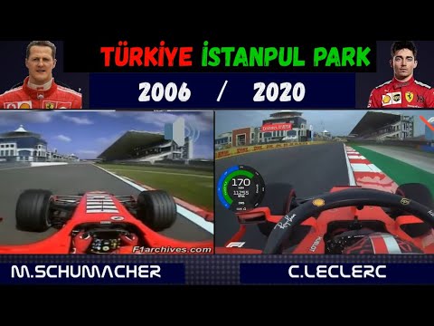 m schumacher ve c leclerc ile istanbul park da 1 tur 2006 ferrari vs 2020 ferrari youtube