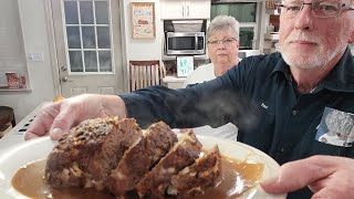 His Favorite, Meatloaf Supper, with the creamiest mashed potatoes you will ever eat