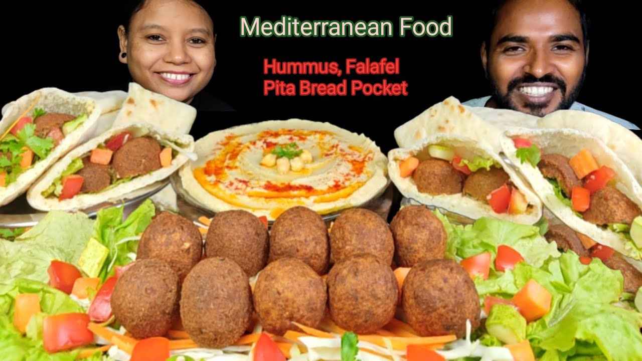 Hummus, Falafel & Pita Bread Pocket | Asmr Eating | Couple Eating Show