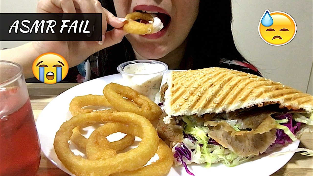 ASMR (FAIL) GYROS DONER KEBAB CRUNCHY ONION RINGS | Eating Show | MUKBANG | Crunchy Eating Sounds |