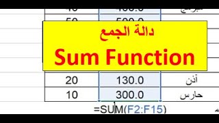 الجمع في الإكسل|شرح دالة الجمع SUM في الإكسل| sum function|  دوال الأكسل 1