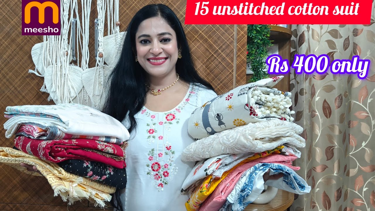 Meesho🌟 15 unstitched cotton suit material ❤️Rs 499 only 😯 partywear suit, simm special suit review
