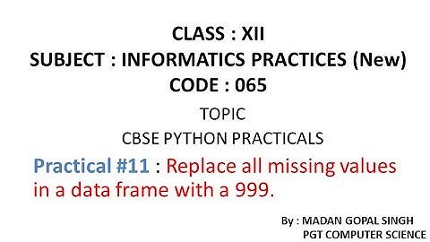 XII - IP Practical #11 : Replace all missing values in a data frame with a 999