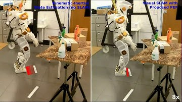 Direct Visual SLAM Fusing Proprioception for a Humanoid Robot