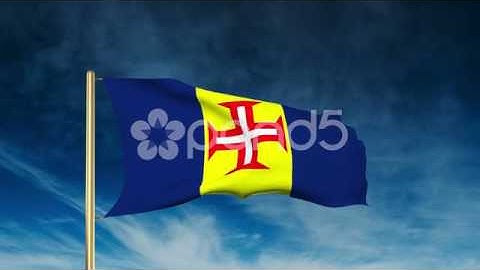 Madeira Flag Slider Style. Waving In The Win With Cloud Background Animation