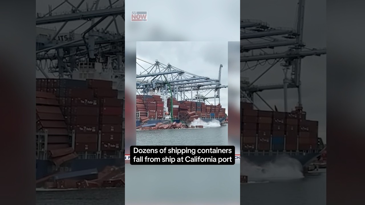 Shipping containers fall from ship at CA port