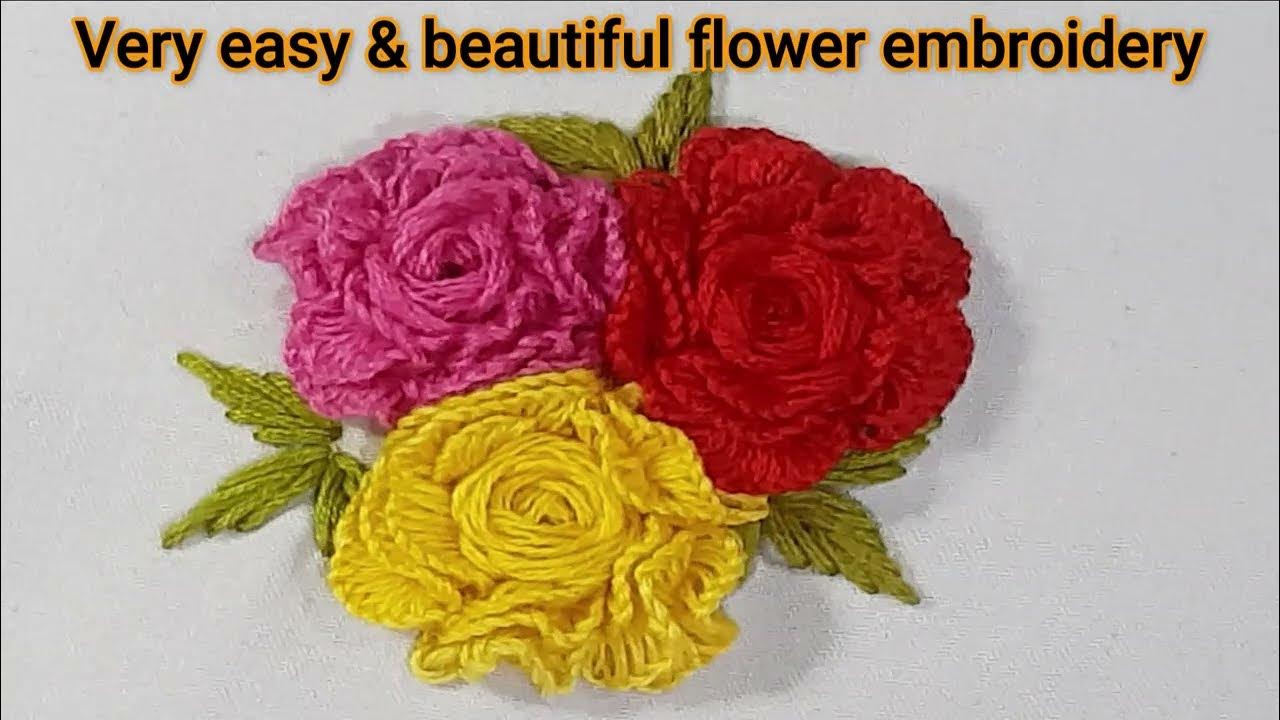 How to Embroider Spider  Rose Stitch Cast On Stitch Embroidery