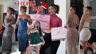 VLOGMAS DAY 6| Prettylittlething, OhPolly Try On Dresses, Lingerie & more!