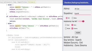 CheckBox, RadioButton, Switch Örneği - 1