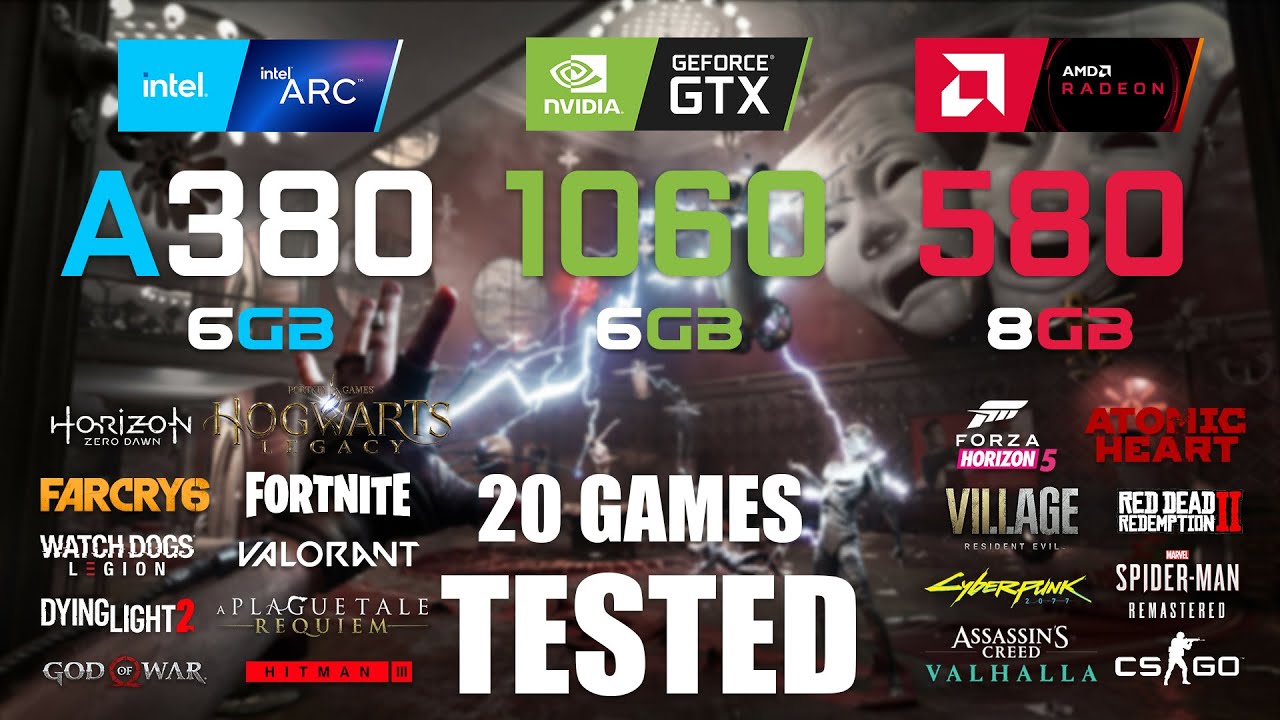Amd Rx 580 Vs Gtx 1060 6gb ARC A380 6GB vs GTX 1060 6GB vs RX 580 8GB | i5 -13600K | 1080p - 20