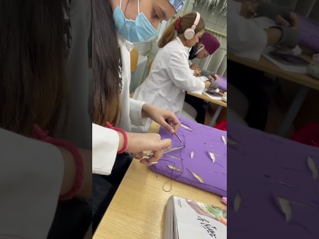 Medical student surgery/suture class 👩‍⚕️🩺🥼#shorts #medical #mbbs #students #medico #mbbsabroad class=