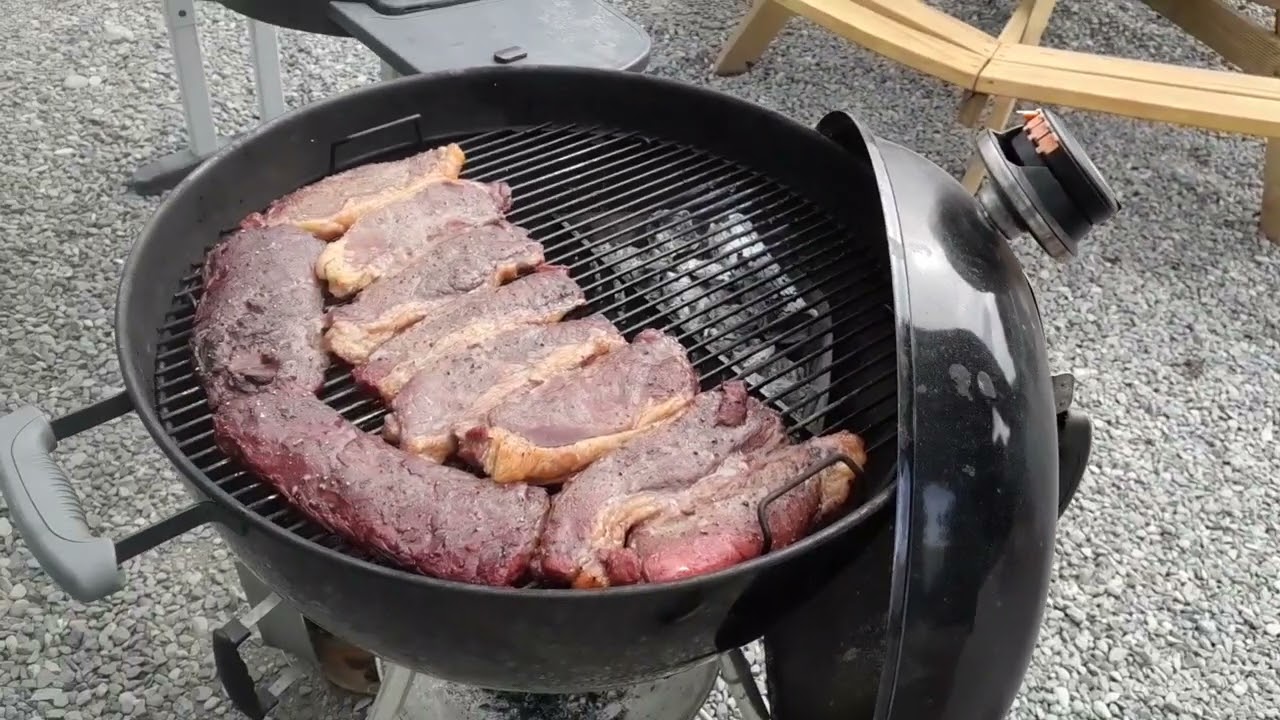 Mixed grill on the weber kettle. 