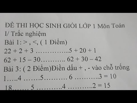 Đề thi học sinh giỏi toán lớp 1 | Toán Lớp 1- Đề Thi Học Sinh Giỏi Toán- Số 1- Dạng Toán Khó